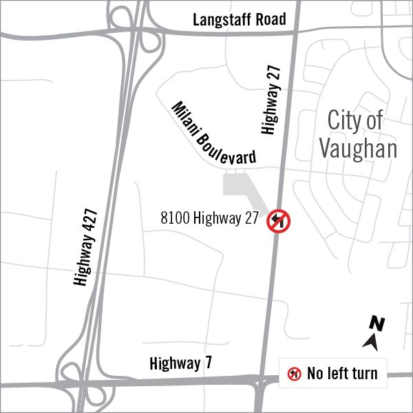 No left turn location on highway 27 outh of milani boulevard