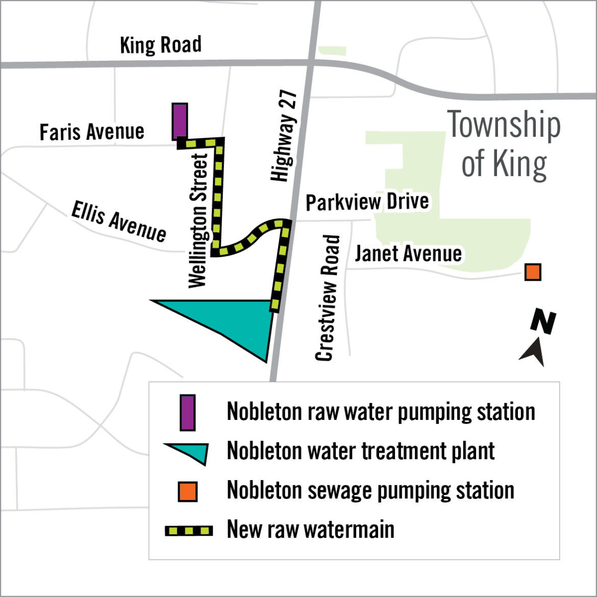Map of Nobleton Water and Wastewater Facilities