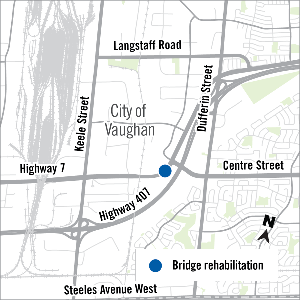 Map of bridge rehabilitation along Highway 7
