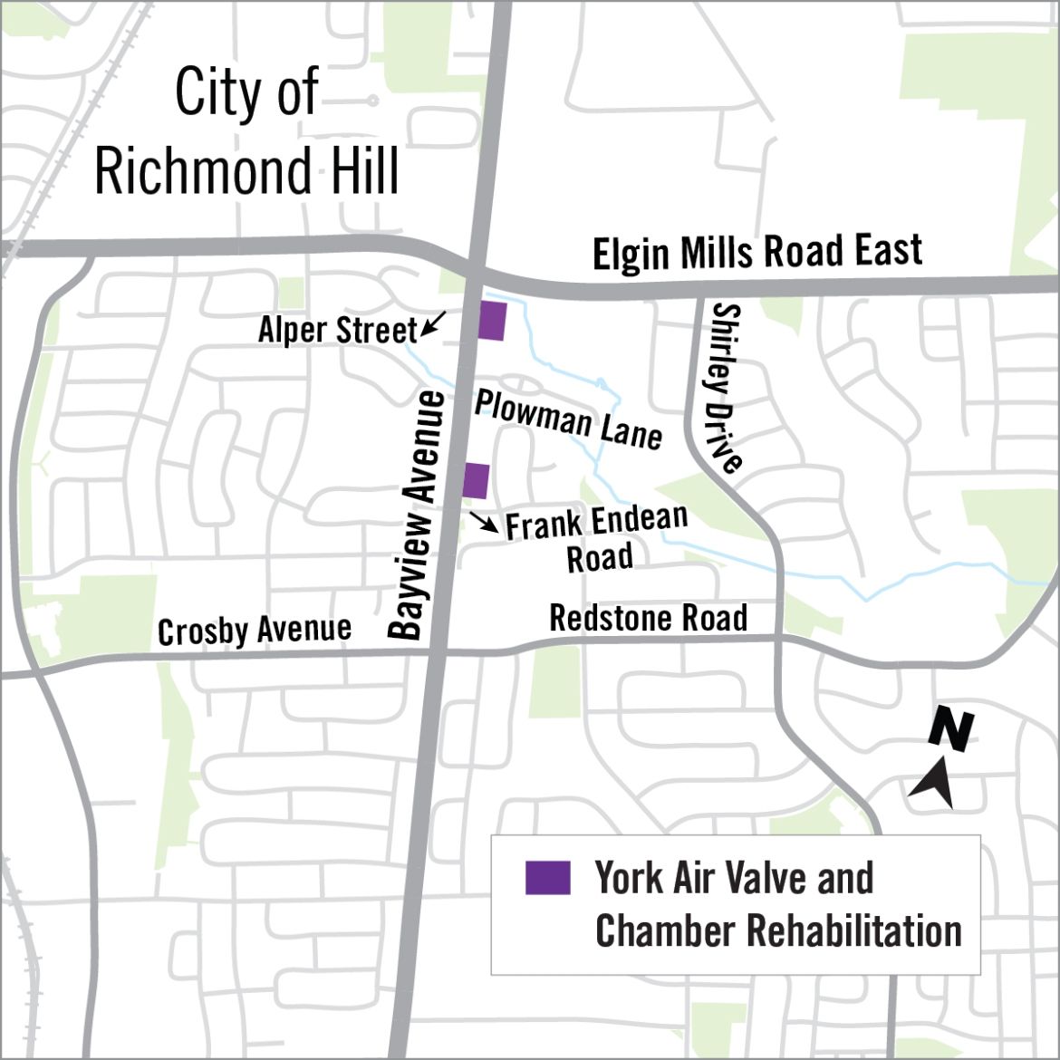 Map of air valve locations