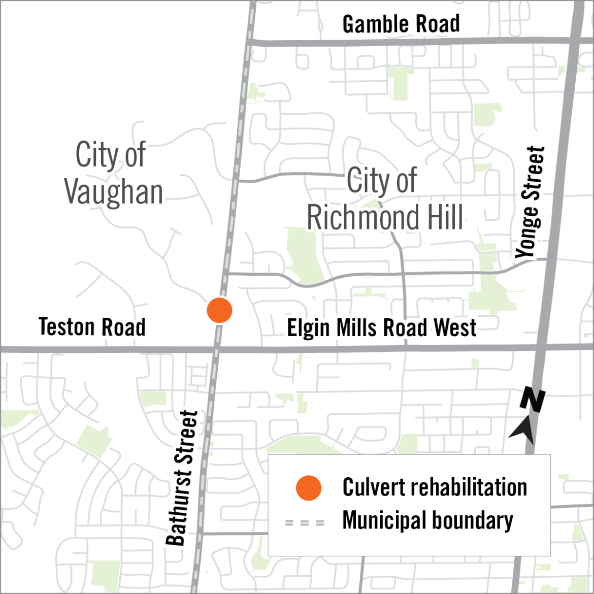 Map of culvert location on Bathurst Street