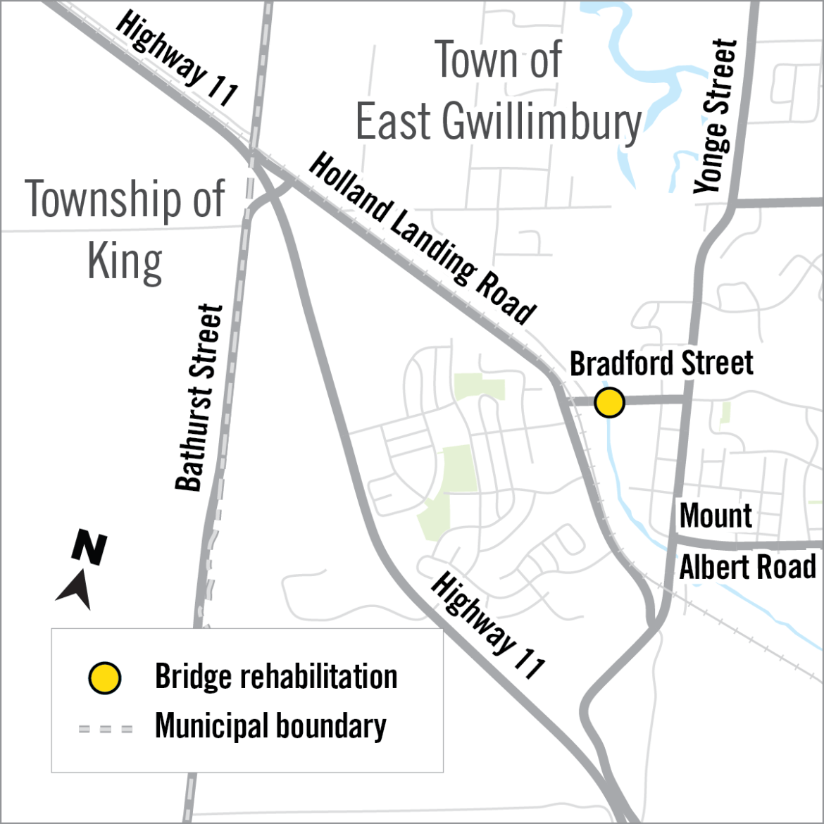 Map of Bradford Street Bridge Rehabilitation