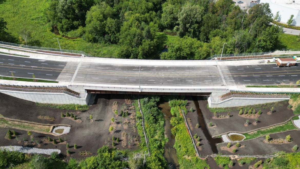 Bridge over the Rouge River also enhances the natural environment