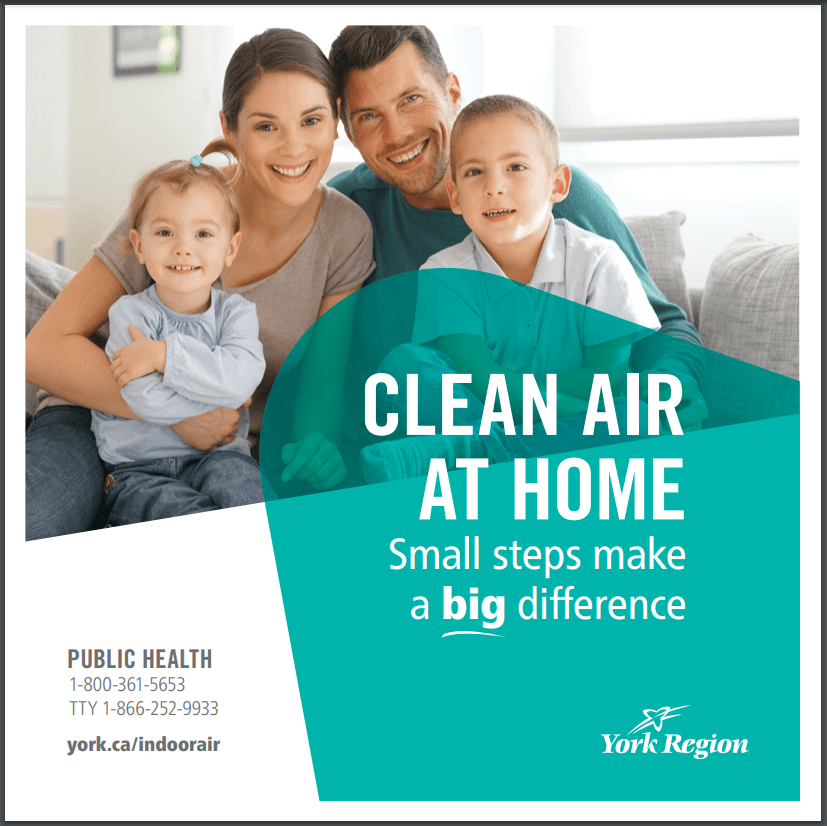 Family of 4 on cover of Clean air at home guide