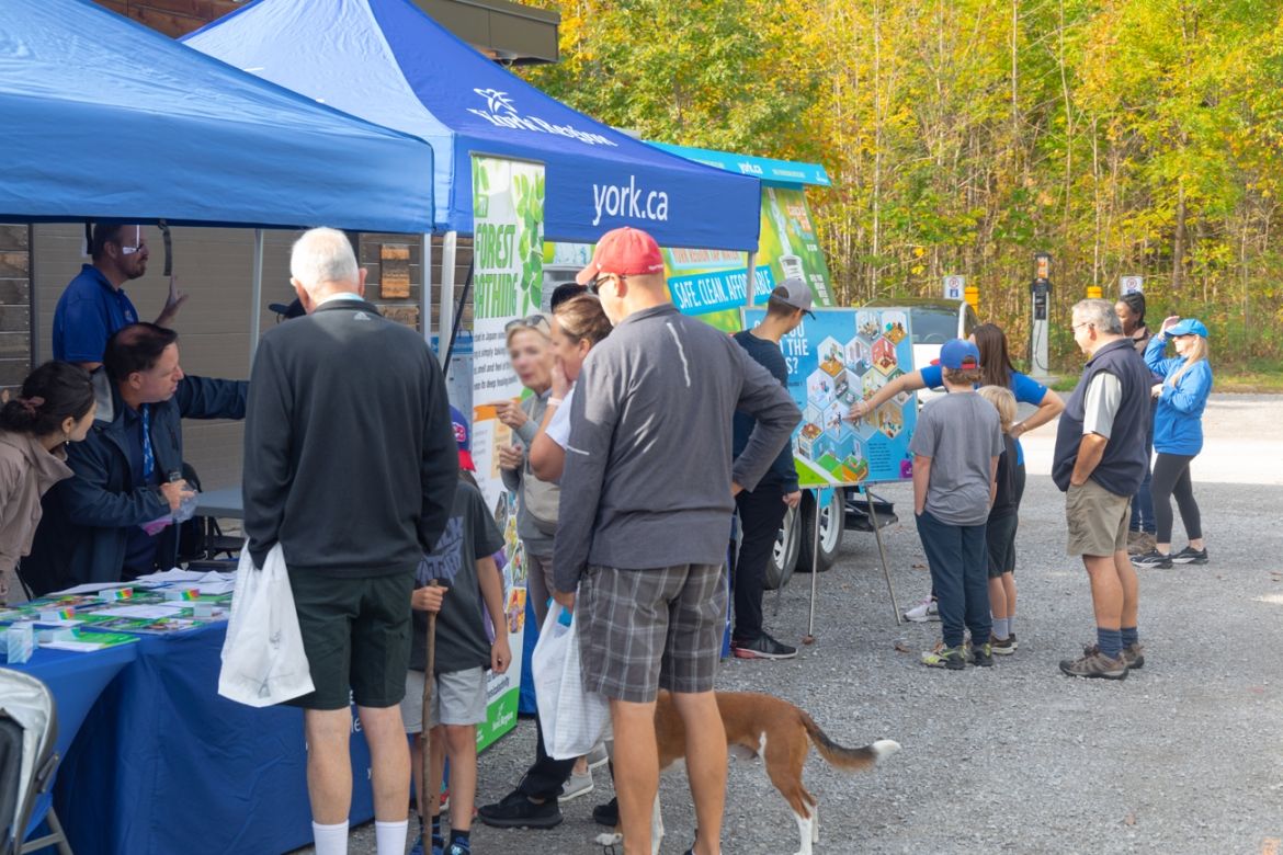 People enjoying the outdoor forest event