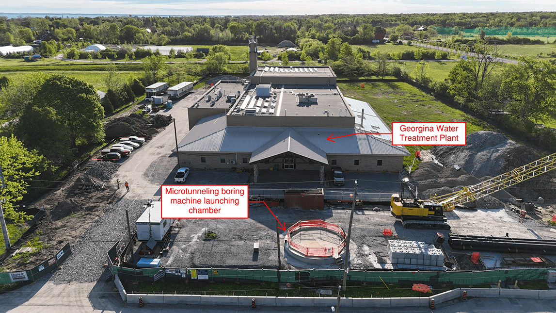 Georgina Water Treatment Plant and microtunnelling boring shaft