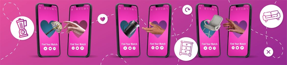 Phones showing sellers and buyers of used goods