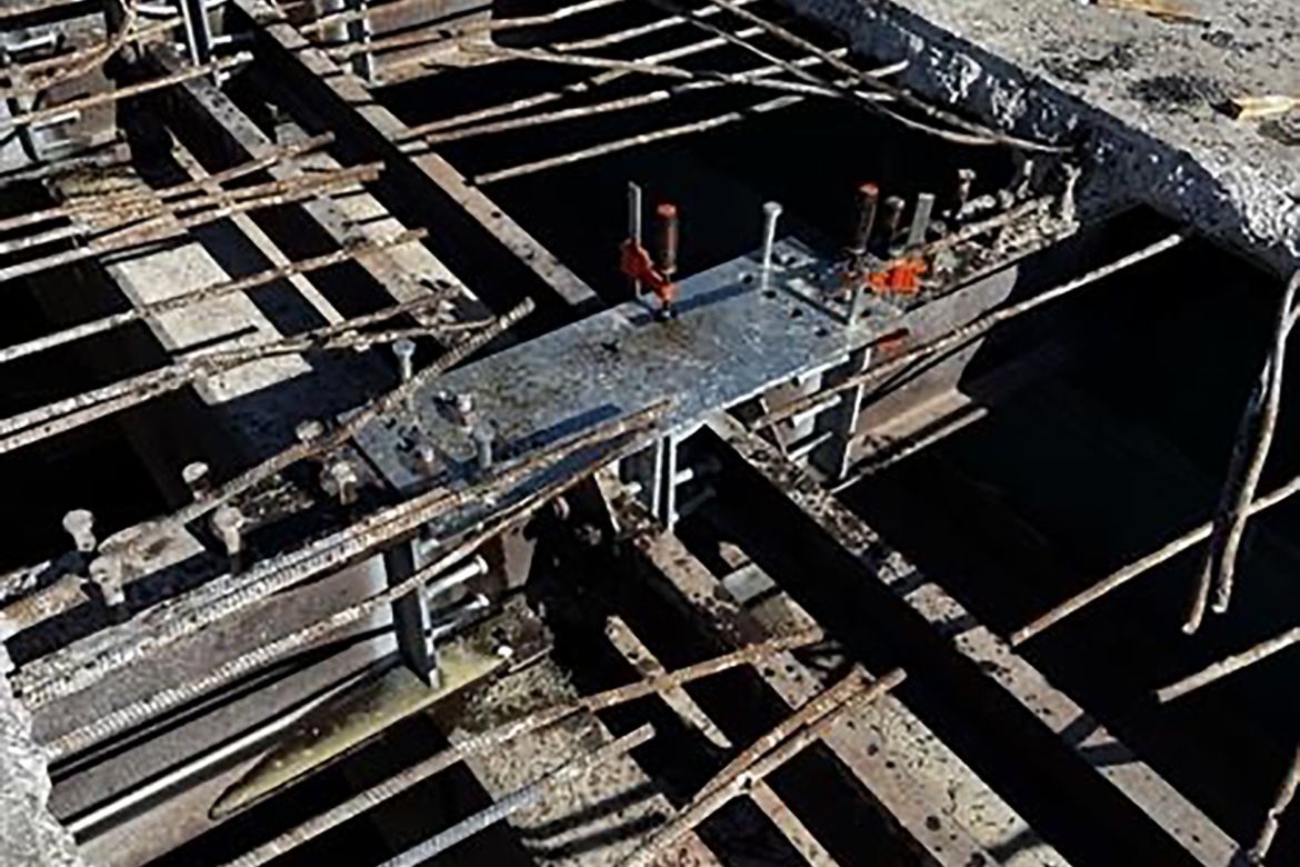Close up of the work on the girders