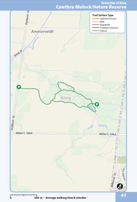 King Cawthra Mulock Nature Reserve Trail map