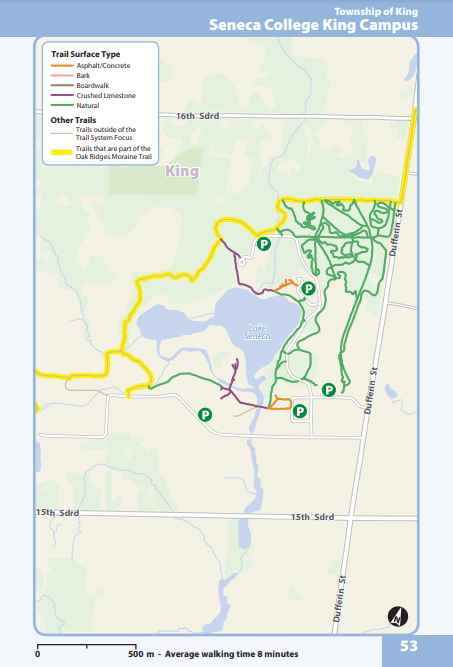 King Seneca College King Campus Trail map