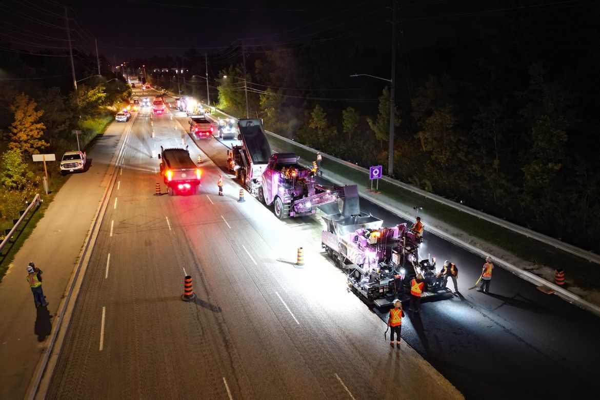 Paving operations on Leslie