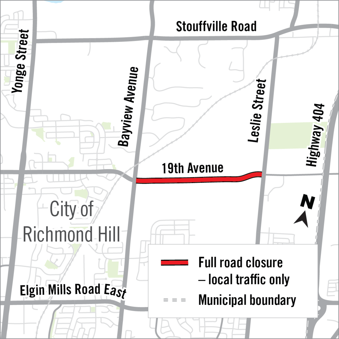 Map of road closure location on 19th Avenue