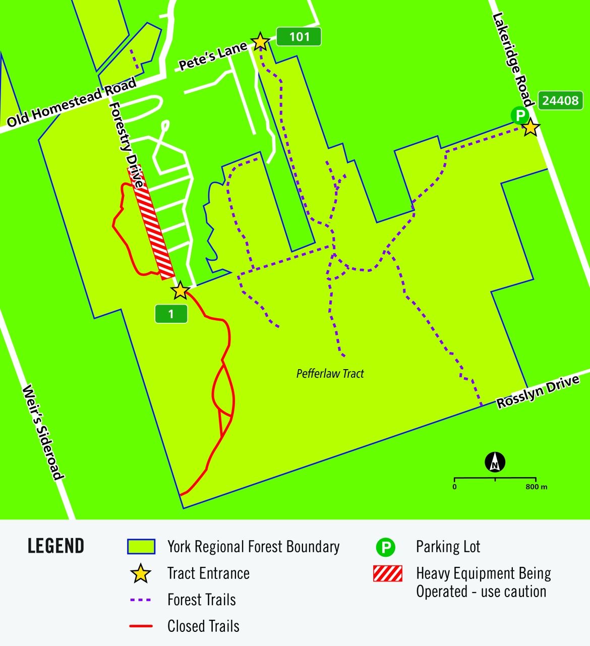A Map Showcasing construction at the Pefferlaw Tract