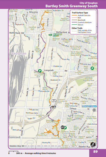 Vaughan Bartley Smith Greenway South Trail map