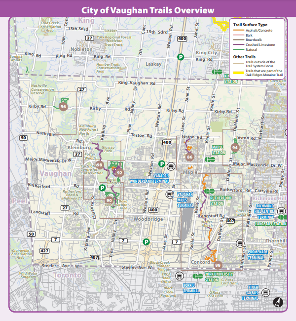 Vaughan Trails Overview Map