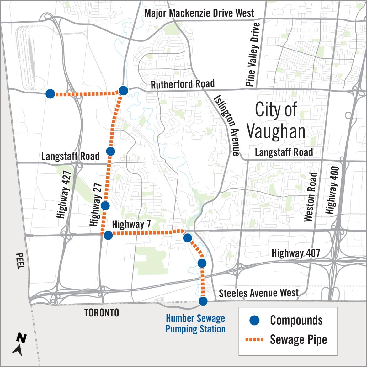 map of construction area for West Vaughan Project