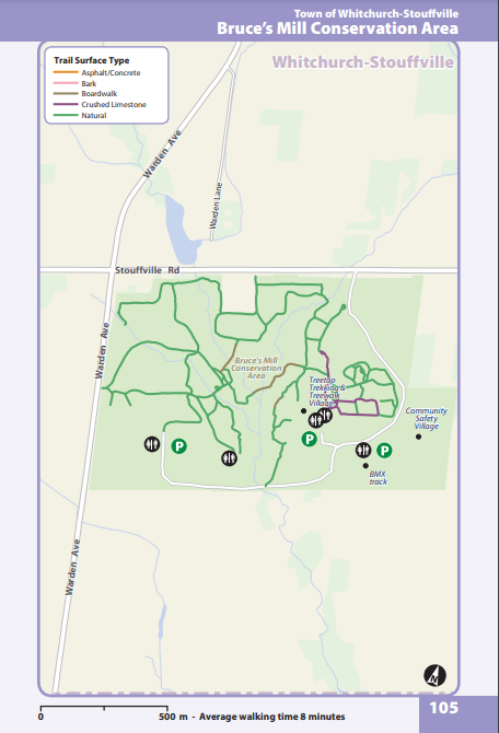 WhitchurchStouffville Bruce's Mill Conservation Trail map