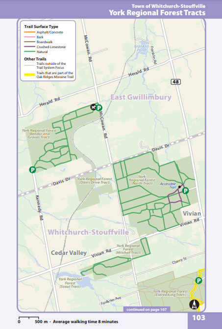 WhitchurchStouffville YR Forest Tract North-East Trail map
