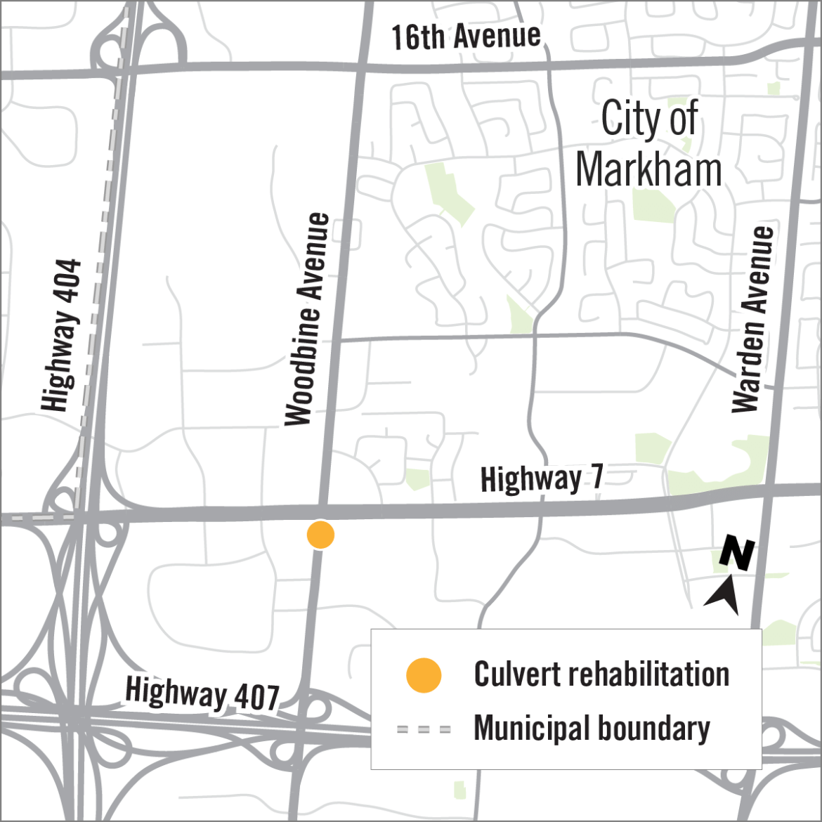 Map of culvert construction on Woodbine Avenue
