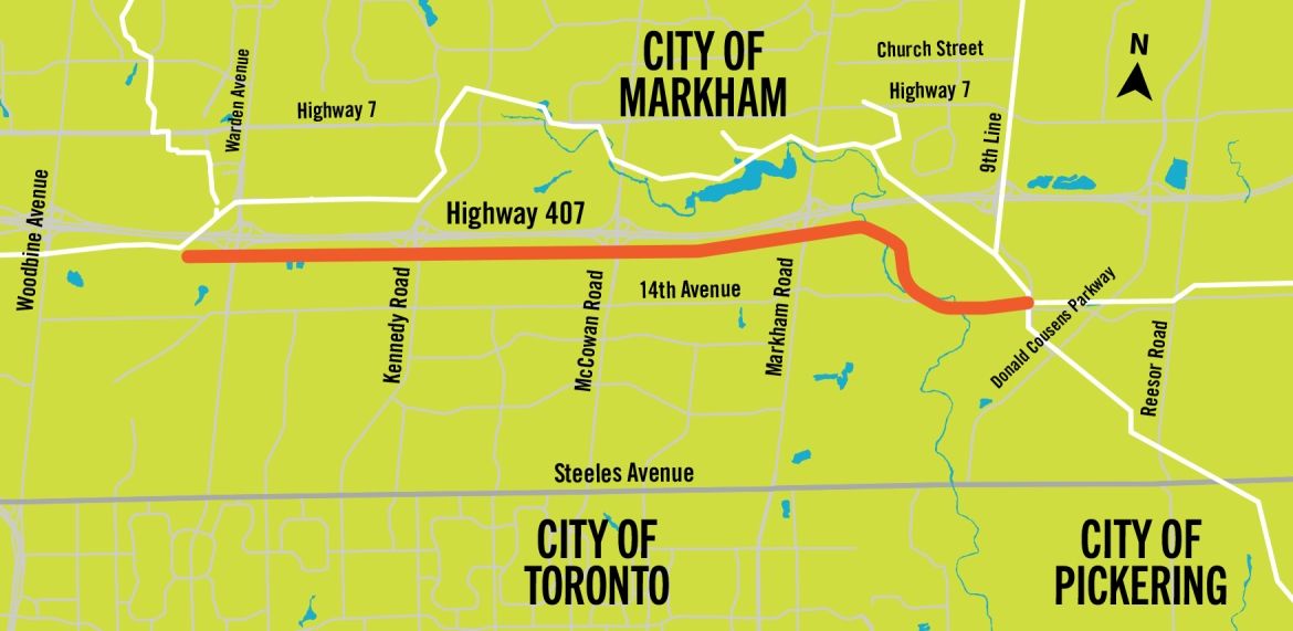 York Region Sewage Works Project map showing the south York Durham Sewage System Expansion