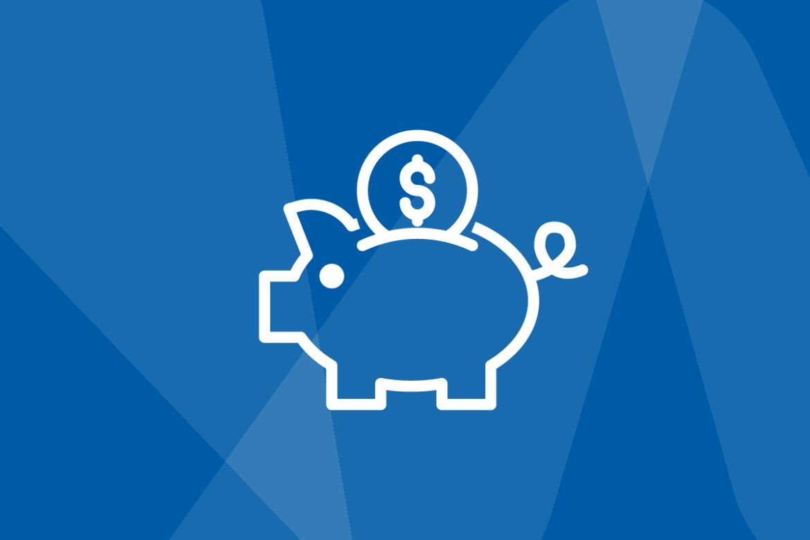 Piggy Bank icon on blue background