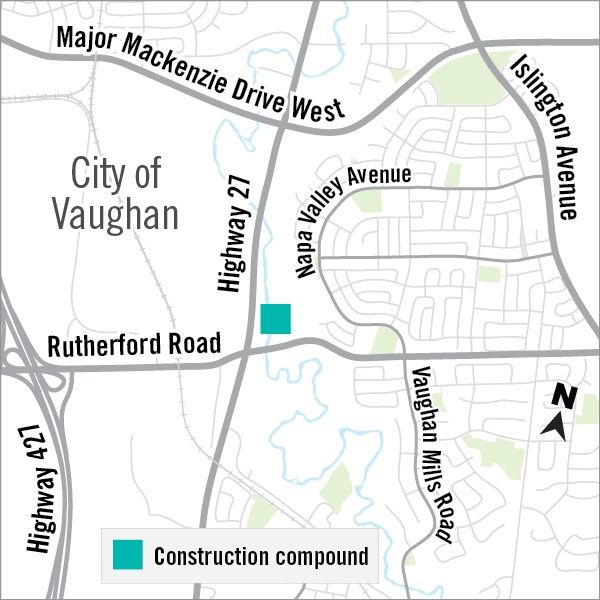 construction compound located at Rutherford Road and Highway 27.
