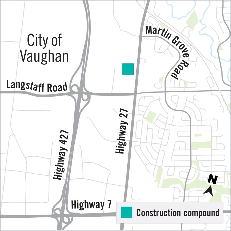 map of west vaughan project construction area