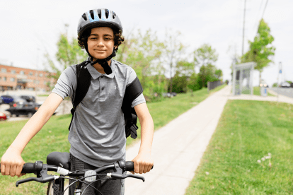Young child riding a bicycle